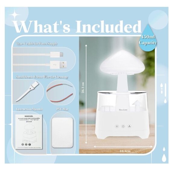 AXOLOTL Rain Cloud Bluetooth Diffuser Humidifier Essential Oil Diffuser 7 Color - Picture 6 of 7